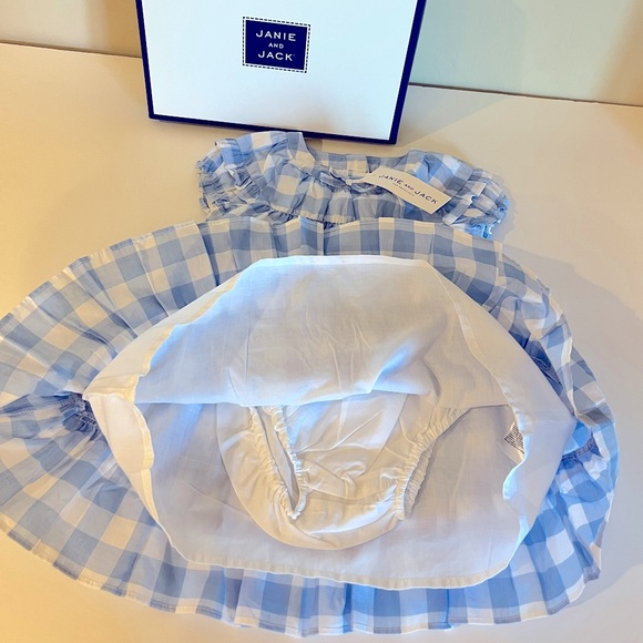 Janie and Jack, blue baby Gingham Dress. 12-18 months. - Picture 2 of 3